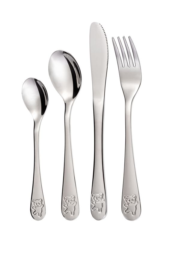 Kinderbesteck TEDDY 4-tlg. Set oder Einzelartikel im 6er Set